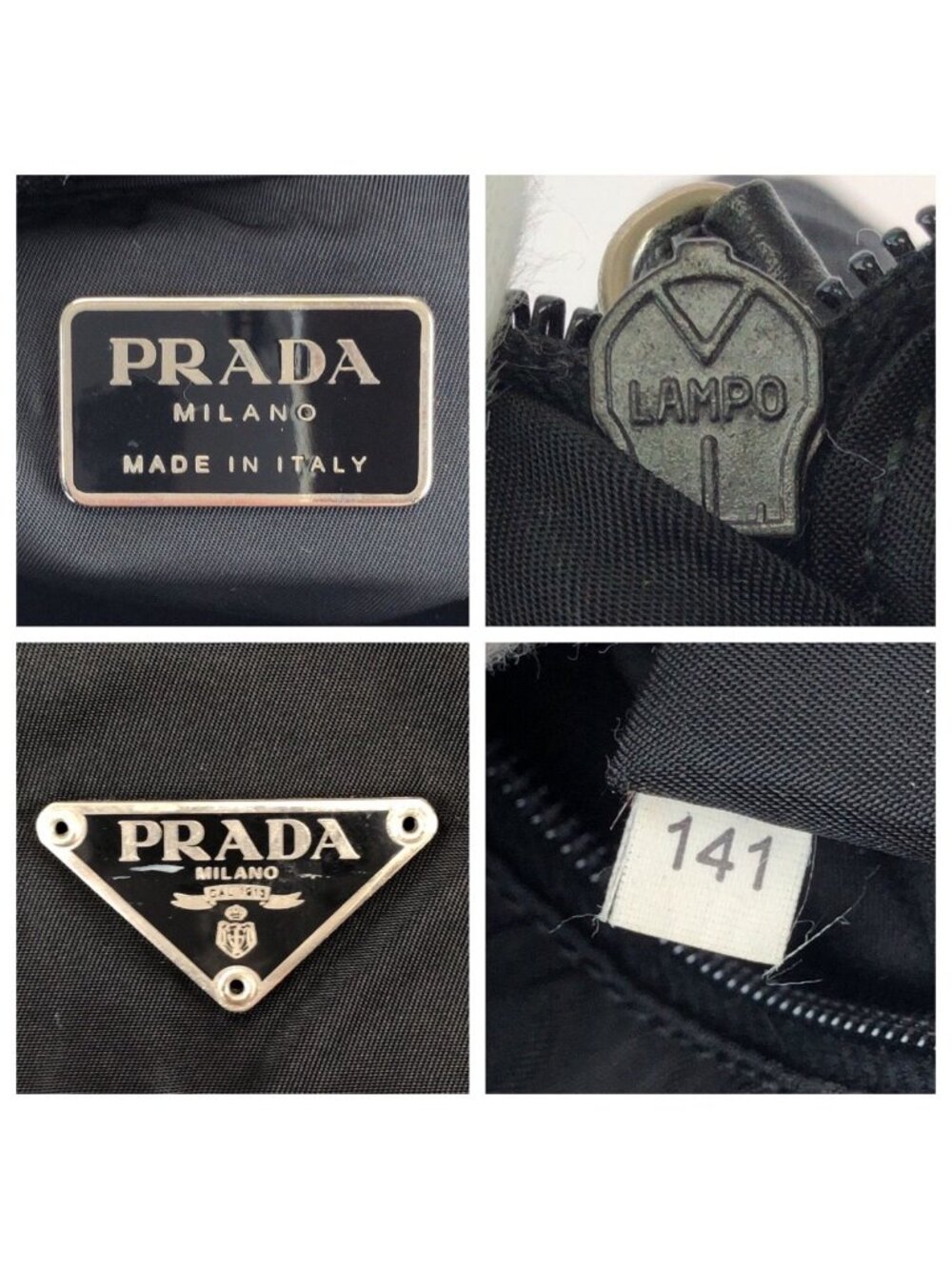 Prada Tessuto Black Silver Nylon Shoulder Bag - Picture 4 of 9